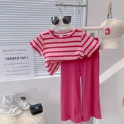 ★Girls★　子供Tシャツ＋ロングパンツ　セットアップ　90~140cm 　韓国キッズファッション