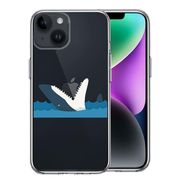 iPhone14 側面ソフト 背面ハード ハイブリッド クリア ケース 鮫 サメ りんご パックン