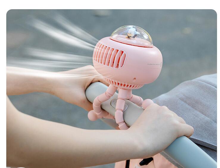 ハンディファン 猫さま ベビーカー 扇風機 4way対応 羽根なし 巻き付け 小型 可愛い 猫型