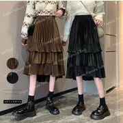 プリーツスカートミドル丈スカート秋冬 ロングスカート