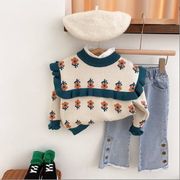 秋と冬女の子プルオーバーニットセーター、かわいいセーター、子供服、、しいファッション★80-130