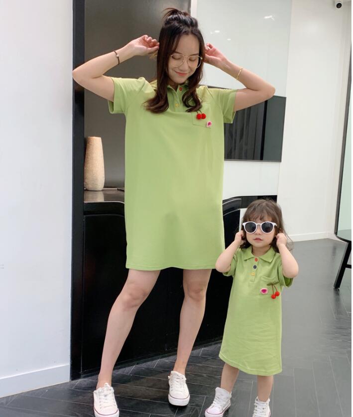 韓国風レディースドレス、半袖親子ドレス、大人気  、ファッション親子ウェア、夏の新しい★80-140