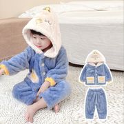 パジャマ 冬 柔らか おしゃれ   子供服 上下セット   厚手 長ズボン ルームウェア 部屋着 モコモコ 暖かい