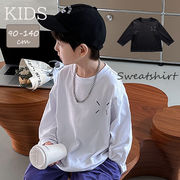 2023新作  韓国子供服 子供 キッズ 男の子 ルームウェア カジュアル プルオーバー スウェット 白 黒