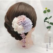 髪飾り　ヘアピン　浴衣　結婚式　ガールズ　ヘアアクセサリー 和装　花　クリップタイプ　3色展開