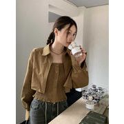 2023秋INS新作★カジュアル 韓国風  気質 レトロ ゆったり  着心地抜群 キャミソール＋シャツ
