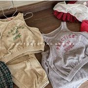 2025 秋新作 韓国風  子供服   ベビー服  トップス   ベスト+ロングパンツ 2点セット 2色