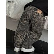 2026 新作 韓国風  子供服   ベビー服     ボトムス ヒョウ柄 ロングパンツ デニム  ズボン