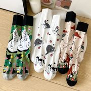 ソックス　靴下　ins風　レディース　韓国ファッション　コットン　秋冬　デザイン　動物　猫