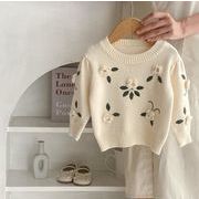ins 秋新作  韓国風   子供服   女の子  ニット  花柄  セーター  長袖  トップス  可愛い