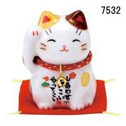 ★開運招福　薬師窯招き猫★　お目出度い「縁起の置物」　【彩絵　福招き猫（茶ぶち）】