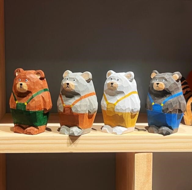 置物 木製 木彫り 雑貨 インテリア飾り かわいい　プレゼント クマ