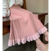 ニットスカート　ロングスカート　韓国ファッション　レディース　デザイン　秋冬