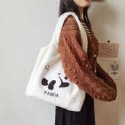 トートバッグ　帆布バッグ　ファーバッグ　PANDA　パンダ　韓国ファッション　レディース　デザイン