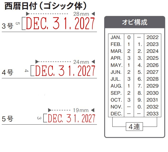 テクノタッチ回転印 本西暦日付 ゴシック体 サンビー株式会社 問屋