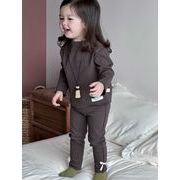 2025 秋新作  韓国風子供服  ベビー服   トップス  Tシャツ+ロングパンツ  2点セット  2色