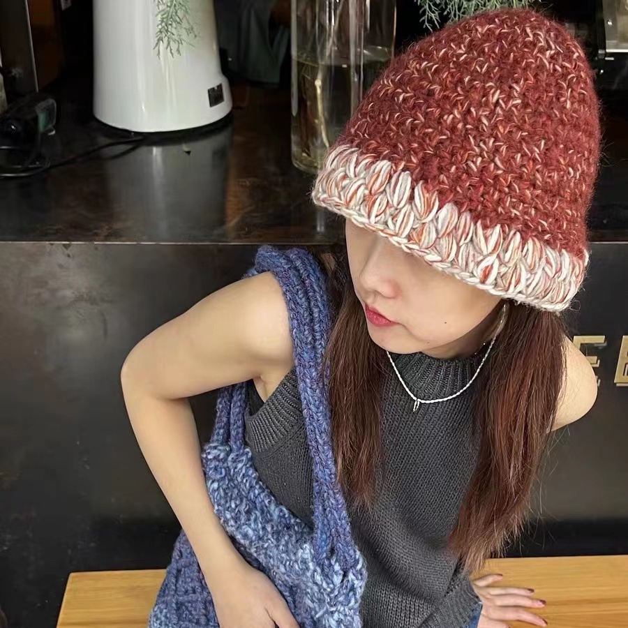 バケットハット　バイカラー　レディース帽子　韓国ファッション　デザイン　秋冬　全5色