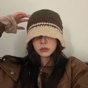 バケットハット　ニット帽子　レディース帽子　韓国ファッション　デザイン　秋冬　INS