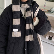 ボーダー柄マフラー　レディース　韓国ファッション　デザイン　秋冬　19x155cm　全5色