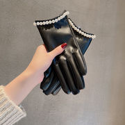 パール手袋　レディース　韓国ファッション　デザイン　秋冬　スマホ対応　防寒