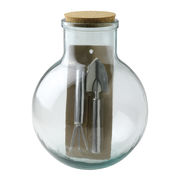 VALENCIA リサイクルガラス テラリウム 蓋付きベース&ツールセット【ポット】【ガラス】