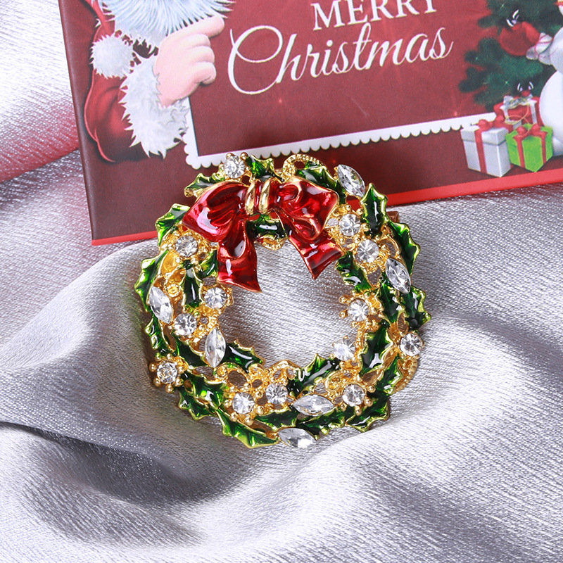 ヴィンテージ ブローチ ＊ クリスマス リース ブローチ、クリスマス リース ブローチ、クリスマス ブローチ
