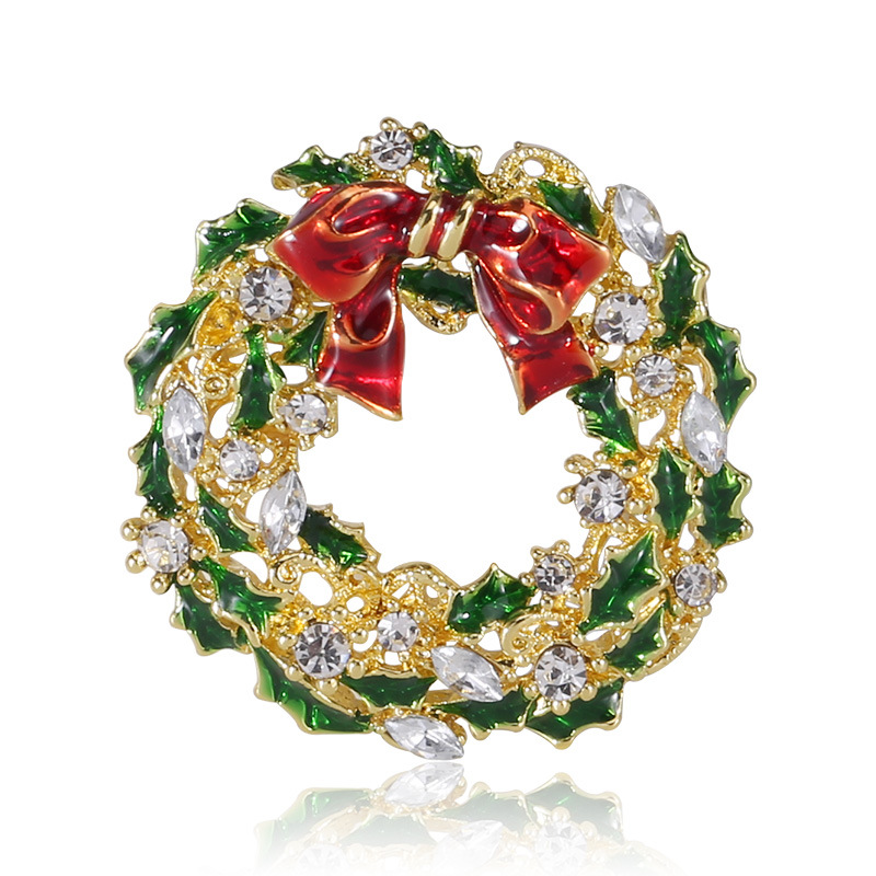 ブローチ、クリスマス リース ブローチ、クリスマス ブローチ