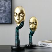 買わなければ後悔する 彫刻 樹脂工芸品 部屋 机 リビング装飾 抽象 人物マスク置物 フェイスブック 装飾品