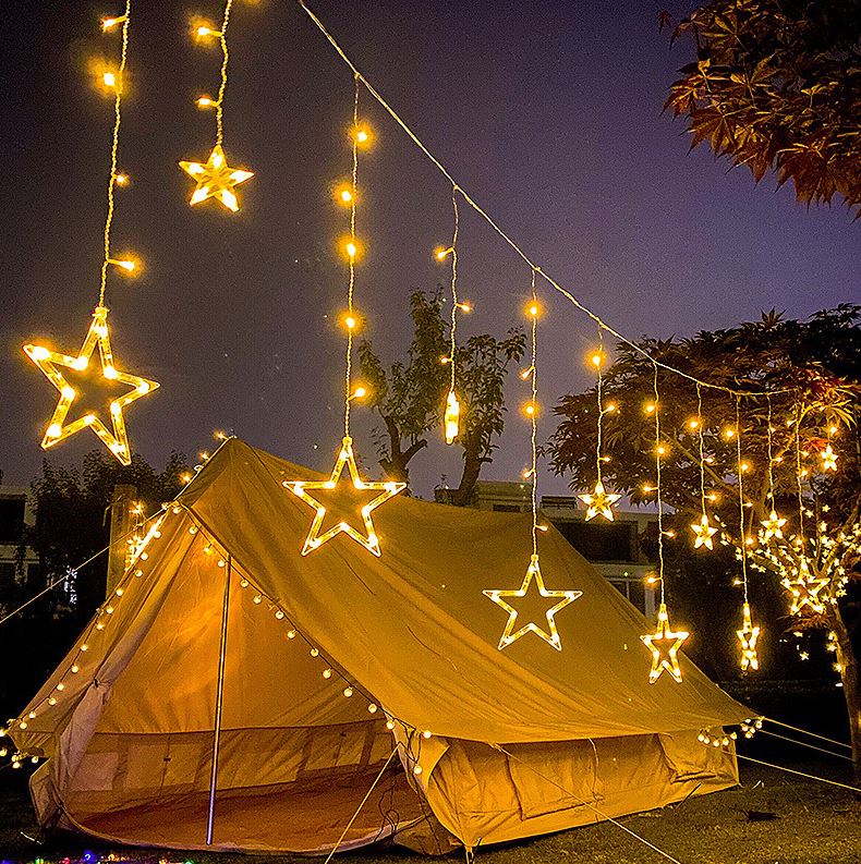 星と月 飾り付け イルミネーション串 LEDライト クリスマス パーティ カーテンライト 屋外 使用可