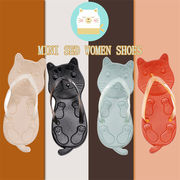 4色 可愛い 猫 レディーススリッパ ビーチサンダル ファッション ライト アウトドア 屋内 スリッパ