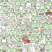 50枚 可愛い カエルのステッカー 漫画のステッカー コップ スーツケース ノート 装飾ステッカー