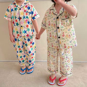 子供のパジャマ、子供用半袖パンツサマーパジャマセット、男の子と女の子の赤ちゃんの家庭服