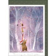 グリーティングカード クリスマス「ツリーを灯す動物たち」メッセージカード