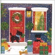 グリーティングカード クリスマス「プレゼントを運ぶ犬たち」メッセージカード