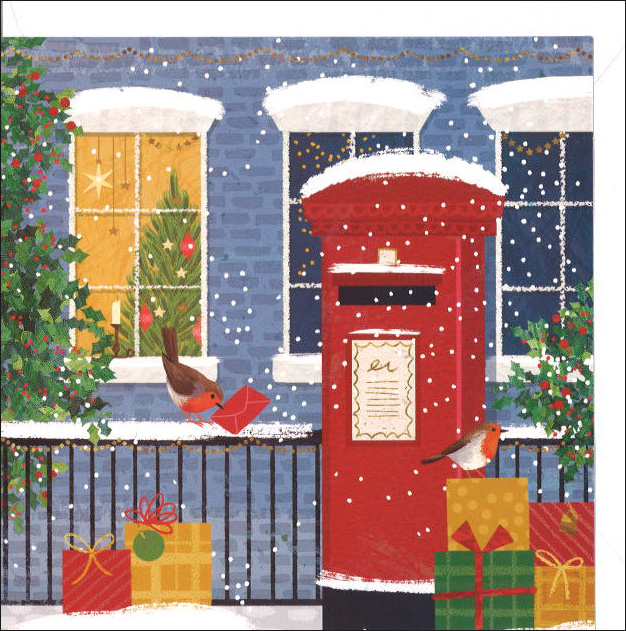 グリーティングカード クリスマス「プレゼントを運ぶ鳥たち」メッセージカード