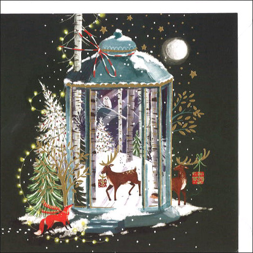グリーティングカード クリスマス「プレゼントを持った鹿」メッセージカード