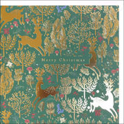 グリーティングカード クリスマス「金の鹿とツリー」メッセージカード