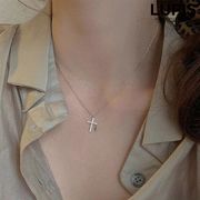 ネックレス レディース クロス シンプル 上品 キラキラ 華やか ストーン パヴェ ゴールド シルバー