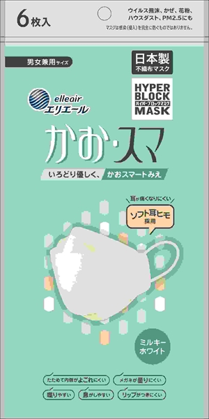 ハイパーブロックマスク　かお・スマ　ミルキーホワイト６枚 【 大王製紙 】 【 マスク 】