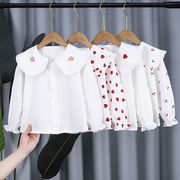 子供  純綿  長袖  シャツ  春  女の子  赤ちゃん  プリント模様  プリンセスシャツ