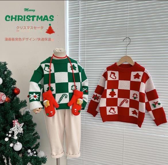 クリスマス限定販売 韓国風子供服 トップス ベビー服 キッズ ニットセーター 長袖 かわいい2色