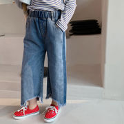 子供のジーンズ ガールズカジュアルパンツ 韓国の子供服 ワイドレッグパンツ