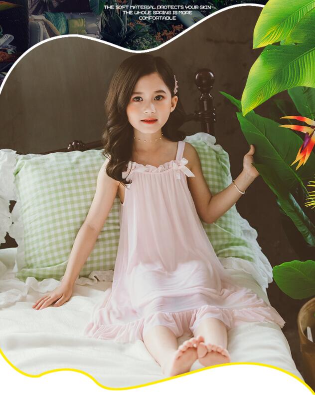 女の子ネグリジェ 袖なしワンピースパジャマ 　チュール+モダールキャミソールパジャマ 夏用涼しい 部屋着