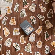 46枚入 かわいい 猫  ネコ ステッカー 手帳ステッカー DIY 手作り 装飾用  シール