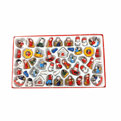 Christmas限定 おもちゃ 玩具 Xmas サンタ 木製 DIY クリスマス 掛け飾 動物雪だるま 48枚セット