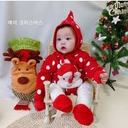 クリスマス  韓国風子供服  キッズ  ベビー  ロンパース+キャップ  or  レギンス  裏起毛  単独販売  2色