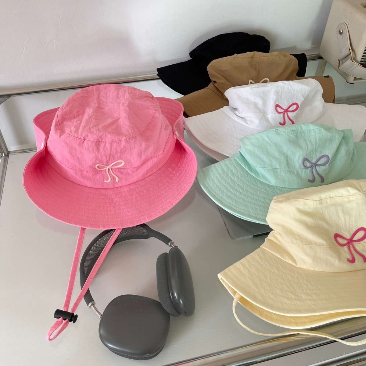 帽子　バケットハット　リボン　レディース　韓国ファッション　デザイン　6colors　バレエコア