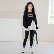 春秋子供服 女の子 韓国ファッション トップス 変則デザイン トレーナー パンツ 2点セット