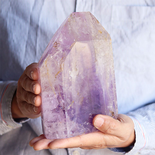 水入りアメジストポイント 天然石 希少天然アメジスト 水入りポイント【FOREST 天然石