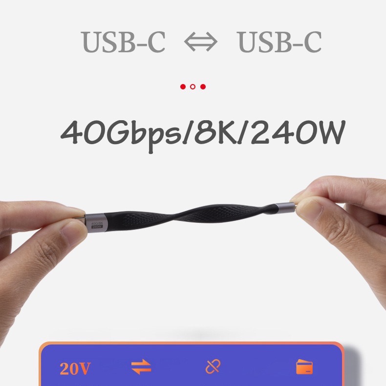 USB-C ⇔ USB-Cケーブル 映像 /充電 /転送 /0.1m /240W /USB4 8K対応 USB4
